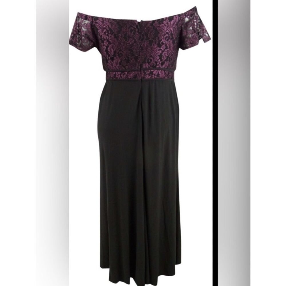 NIGHTWAY Womens Purple Short Sleeve Maxi Sheath Evening Dress NWT 12